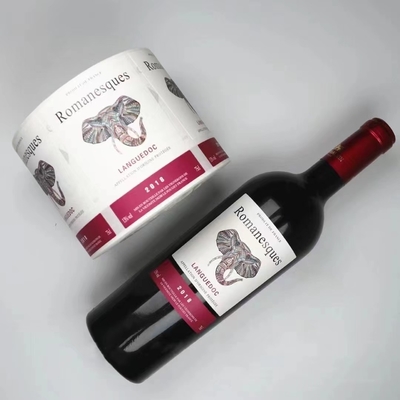La hoja de oro de las etiquetas autoadhesivas del vino tinto grabó en relieve de papel de etiquetas de la hoja personalizada