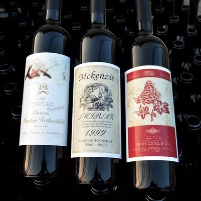 La Navidad impresa negra de las etiquetas engomadas de las etiquetas del vino embotella el pegamento de aluminio del metal de la botella