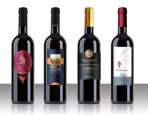 La Navidad impresa negra de las etiquetas engomadas de las etiquetas del vino embotella el pegamento de aluminio del metal de la botella