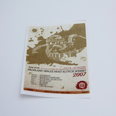 Impresión caliente del oro del vinilo blanco de la etiqueta engomada de Mini Wine Label Sticker Matte